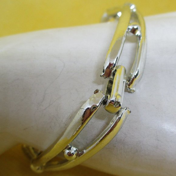 AB Rhinestone Silver Tone Bracelet Ornate Open Work Arora Borealis Rhinestone - Picture 5 of 11